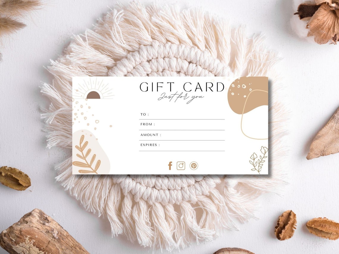 Editable Gift Card Template for Small Business Boho Floral Card Print - Image 3