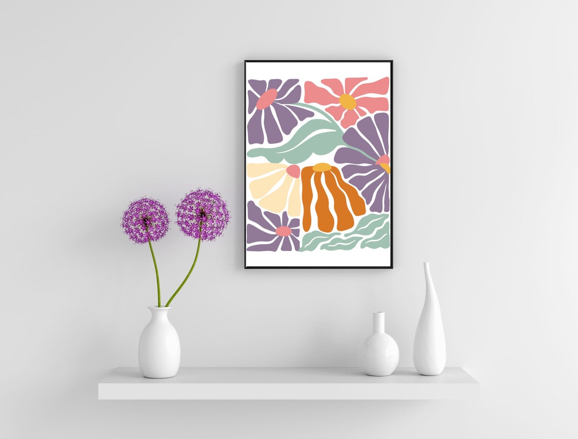 Bold Abstract Floral Matisse Style Modern Colorful Pop Wall Art - Image 5