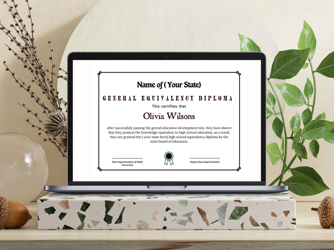 General Equivalency Diploma Certificate Novelty Template Print Design - Image 3