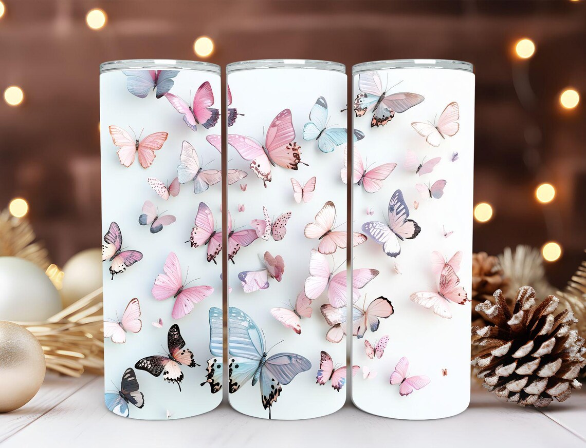 Butterfly Seamless Tumbler Wrap 20oz Skinny Sublimation Art Print