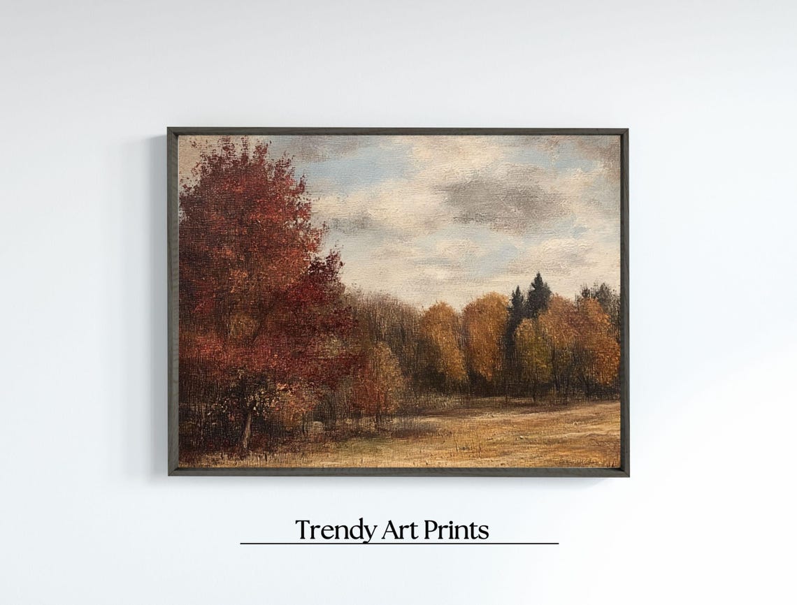 Rustic Fall Trees Red Orange Foliage Autumn Landscape Poster - Image 7