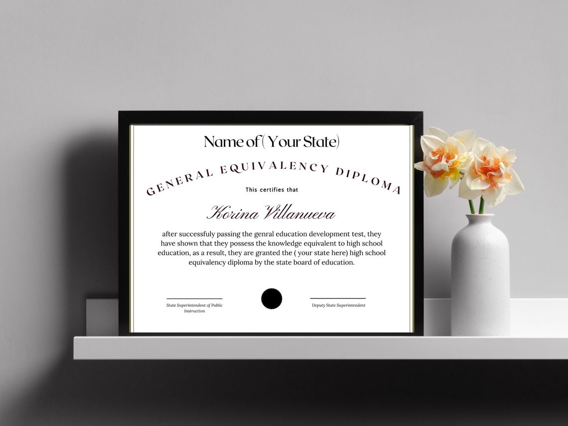 GED Diploma Certificate Novelty Template with Seal Editable Print - Image 4