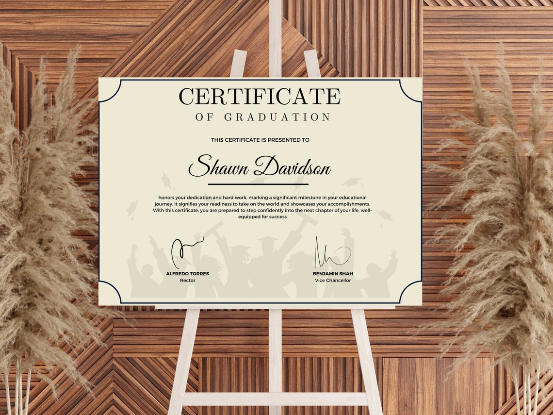 Editable Graduation Certificate Template Classic Diploma Frame Print - Image 2