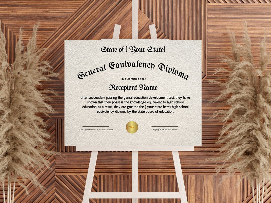 Editable GED Diploma Certificate Canva Template Digital Download Print - Image 2