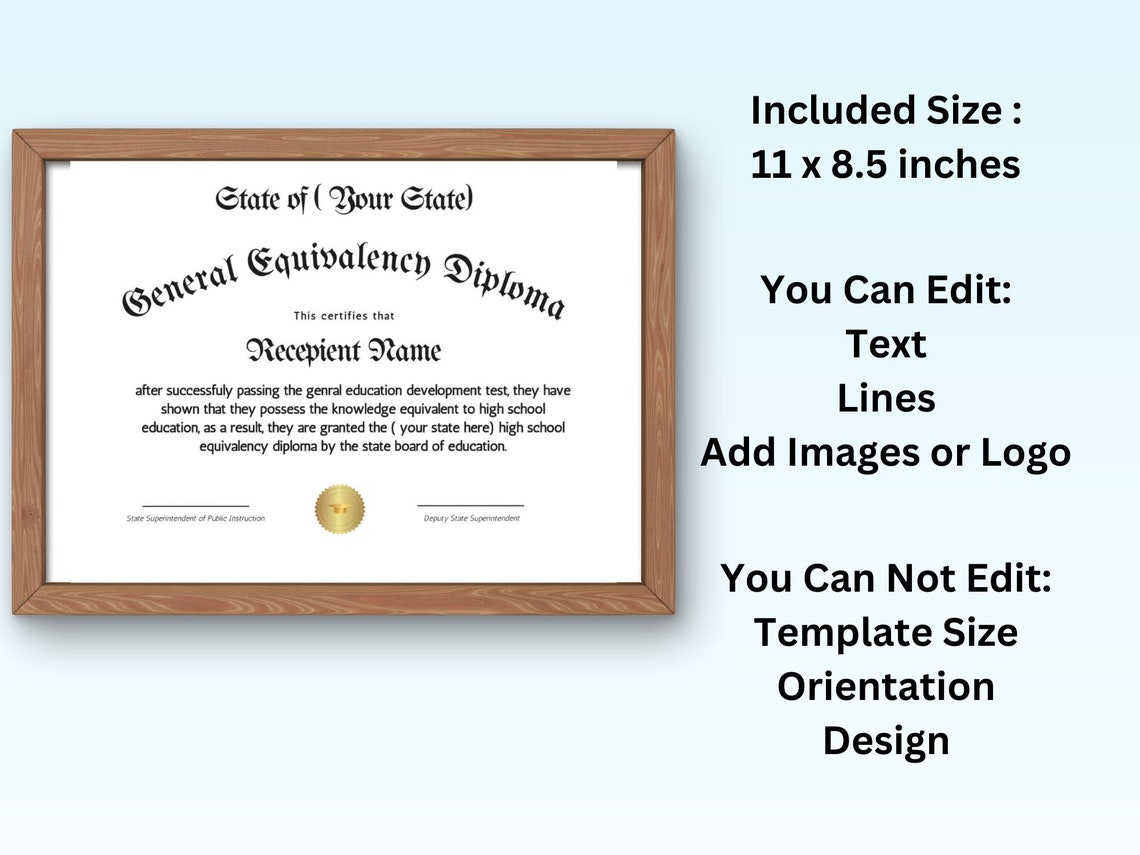 Editable GED Diploma Certificate Canva Template Personalized Print - Image 7