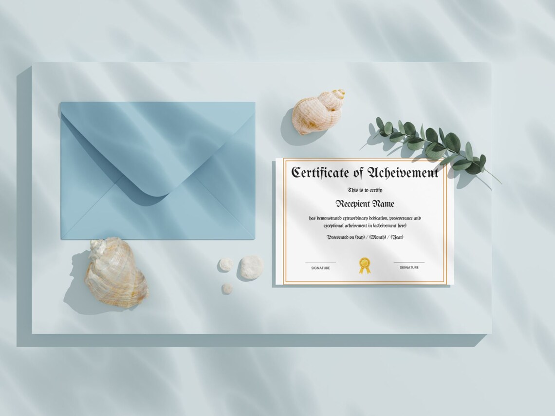 Editable Certificate Of Achievement Template Gold Seal Canva Print - Image 3
