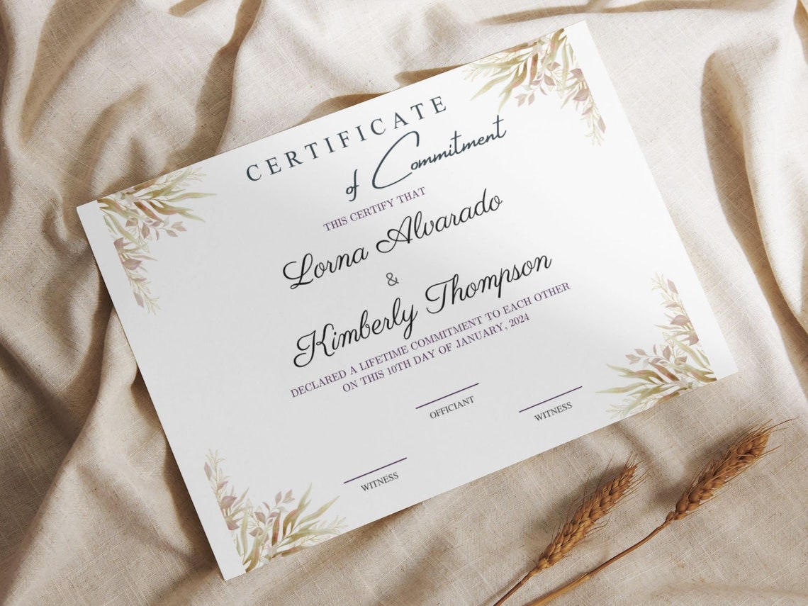 Certificate of Commitment Couple Lifetime Wedding Print Template - Image 8