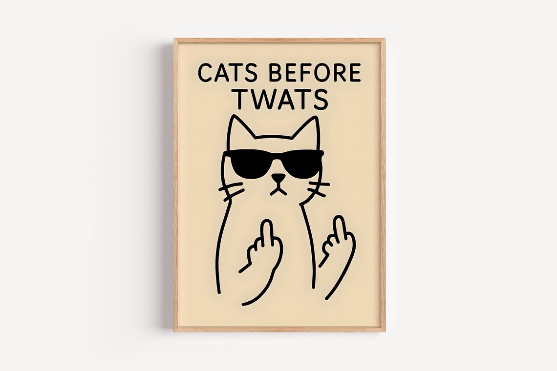 Cats Before Twats Funny Rude Cat With Sunglasses Quote Poster