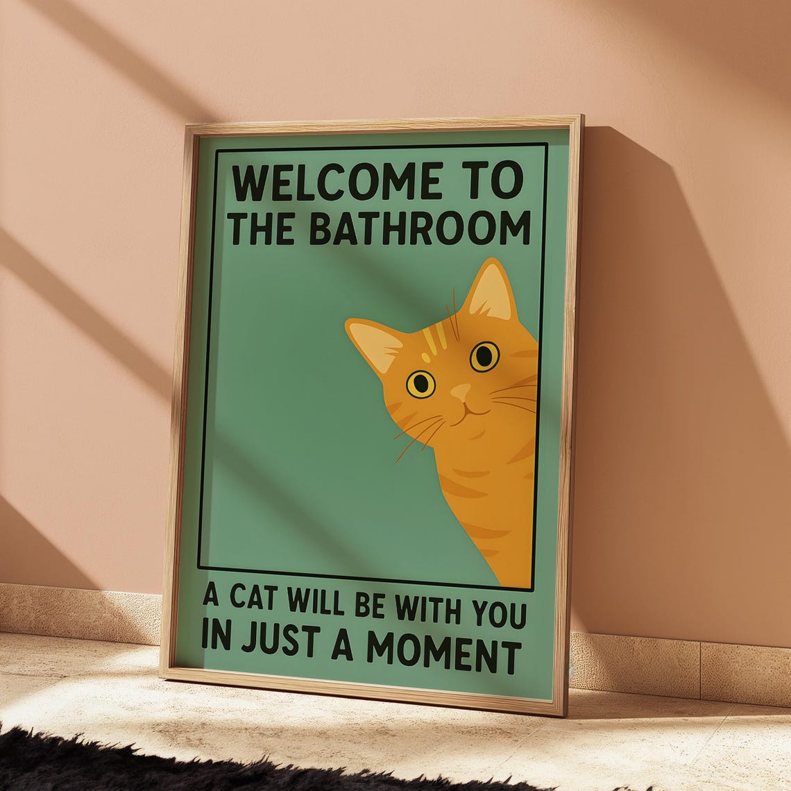 Welcome To The Bathroom Funny Cat Poster Print