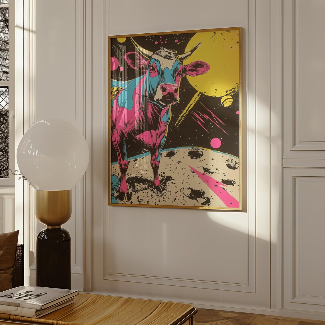 Cow On The Moon In Space, Pop Art Poster - Image 2