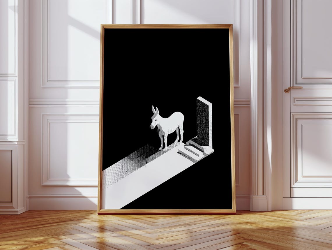 Duotone Donkey Art Print, Hiroshi Nagai Inspired