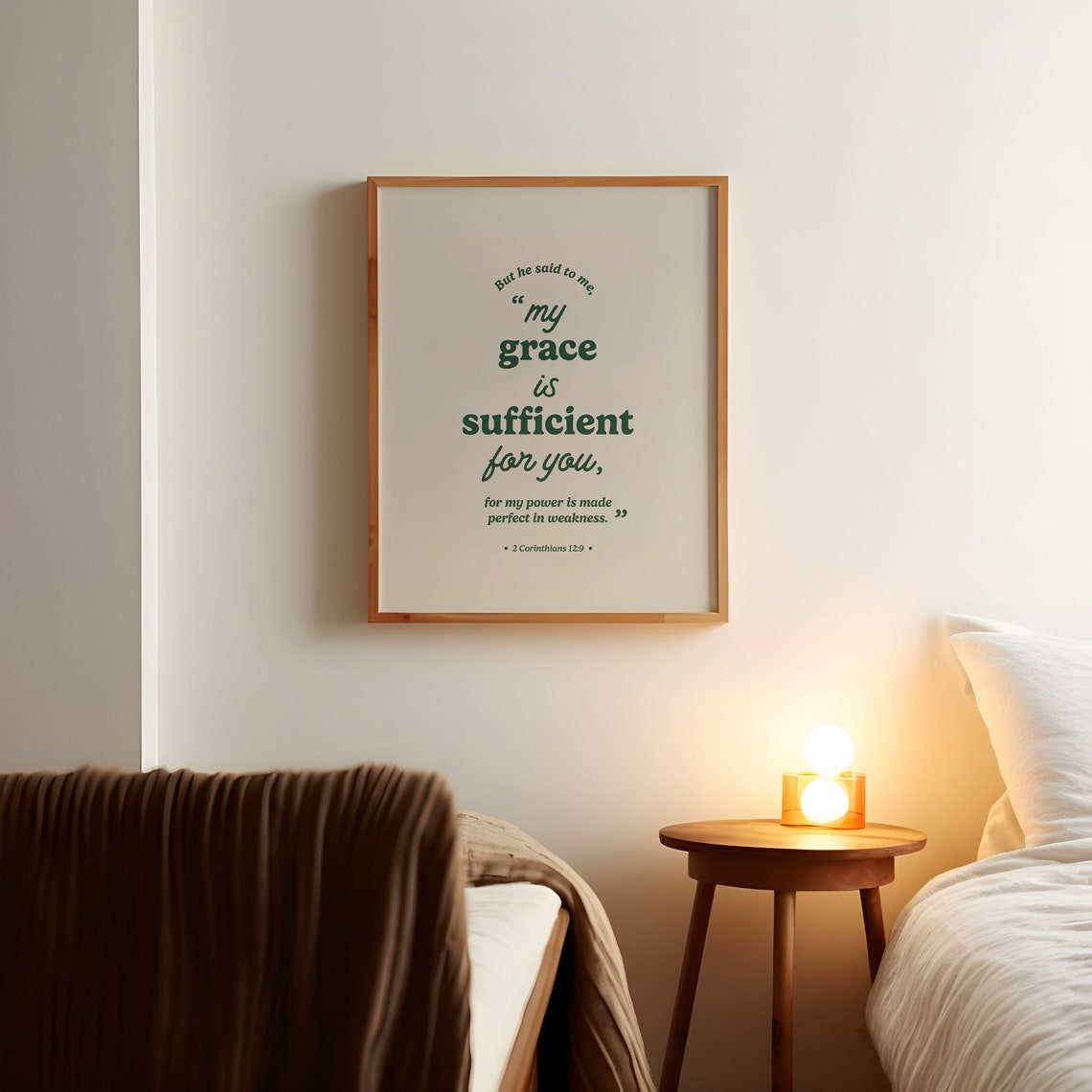 2 Corinthians 12 9 My Grace Is Sufficient Retro Green Bible Poster - Image 4