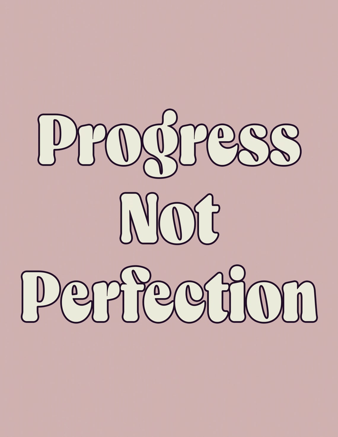 Progress Not Perfection Retro Neutral Motivational Quote Poster - Image 2