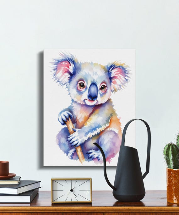 Colorful Koala Art Kids Wall Art Playroom Decor Nursery Animal Print Whimsical Wall Art For Children Cute Animal Illustration