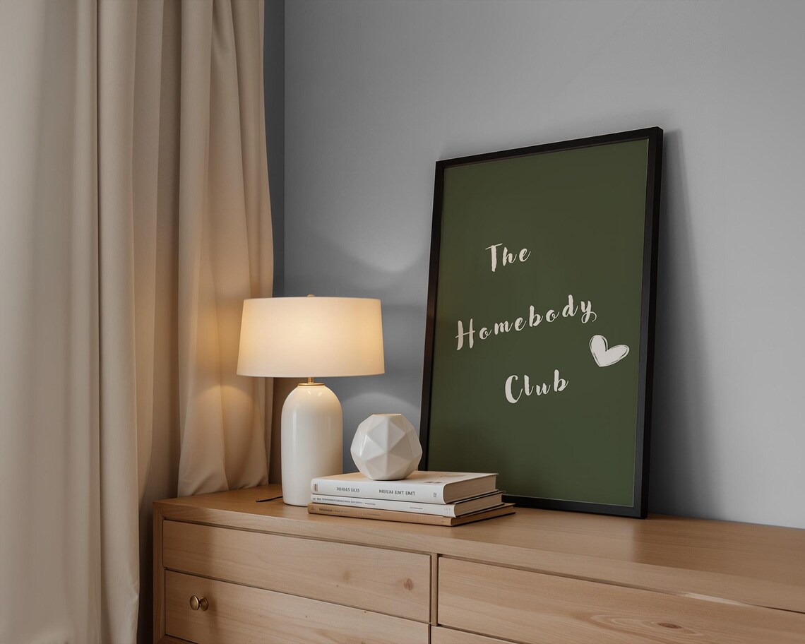 The Homebody Club Print Trendy Wall Art Living Room Decor Housewarming Gifts Aesthetic Decor Cute Quote Art Print