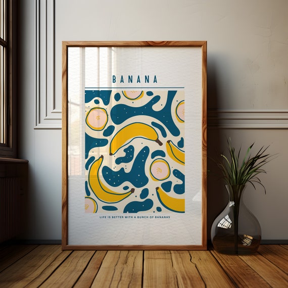 Banana Wall Art Banana Poster Kitchen Decor Cute Kitchen Art Kitchen Poster Minimalist Print Fruits Wall Art