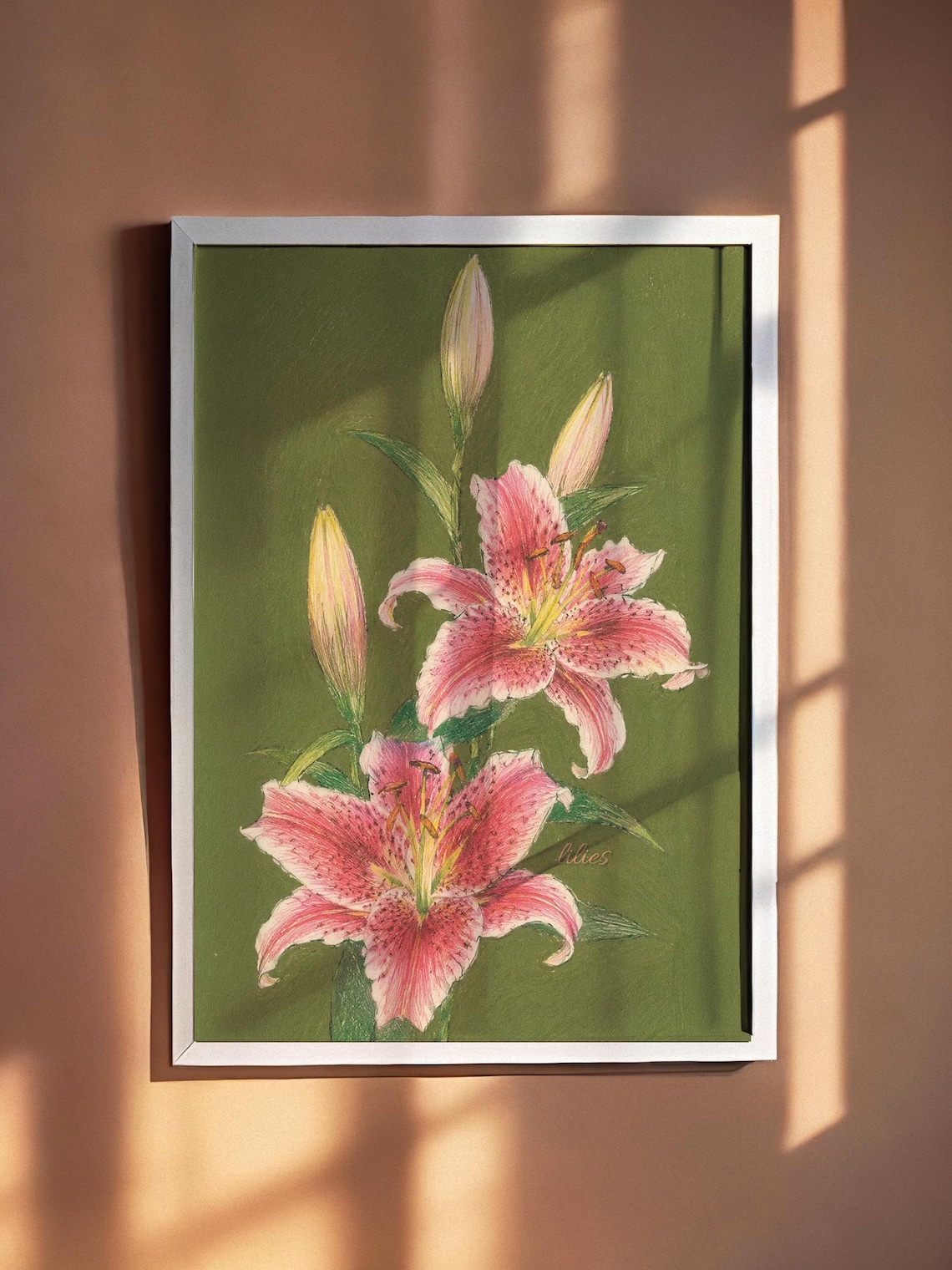 Pink Lilies Vintage Floral Botanical Art Print - Image 3