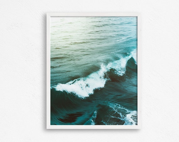 Wave Print Beach Wall Decor Beach Print Ocean Print Tropical Aquatic Ocean Print Ocean Wave Print