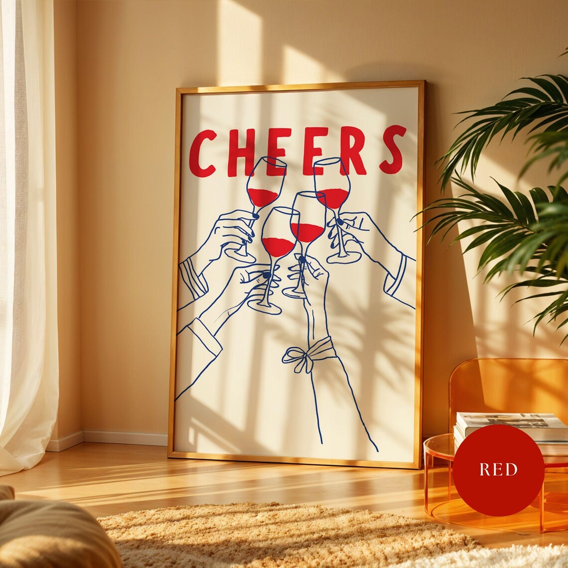 Wine Cheers Cocktail Art, Bar Cart Kitchen Decor - Image 2