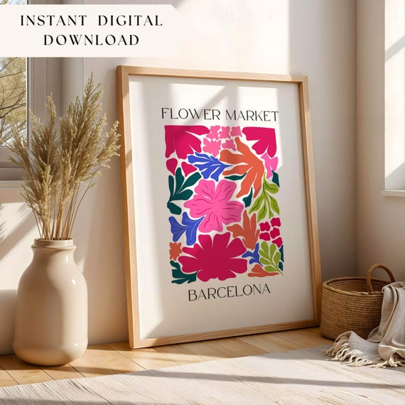 Barcelona Flower Market, Matisse Style Art Print