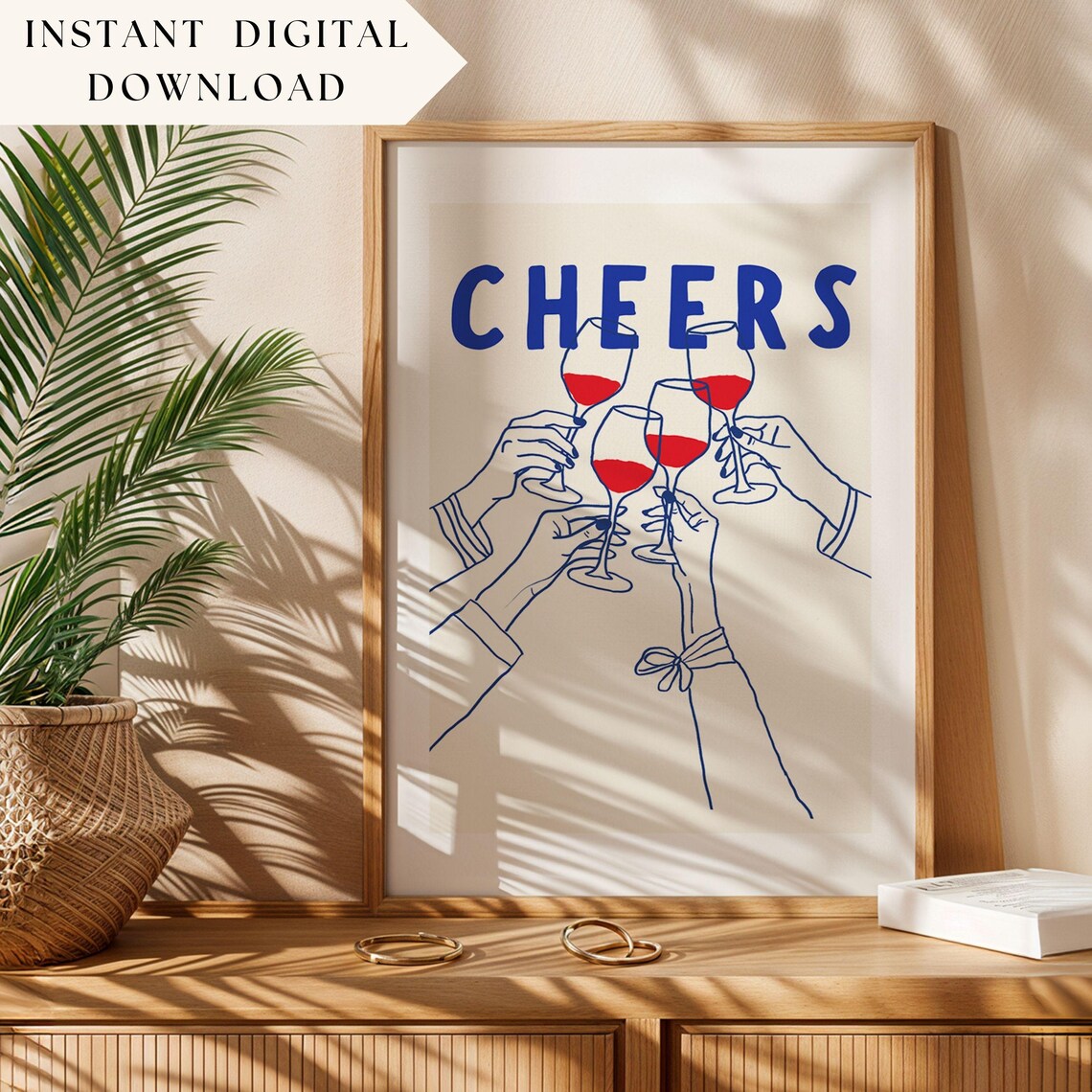 Wine Art Cheers Bar Cart Retro Poster