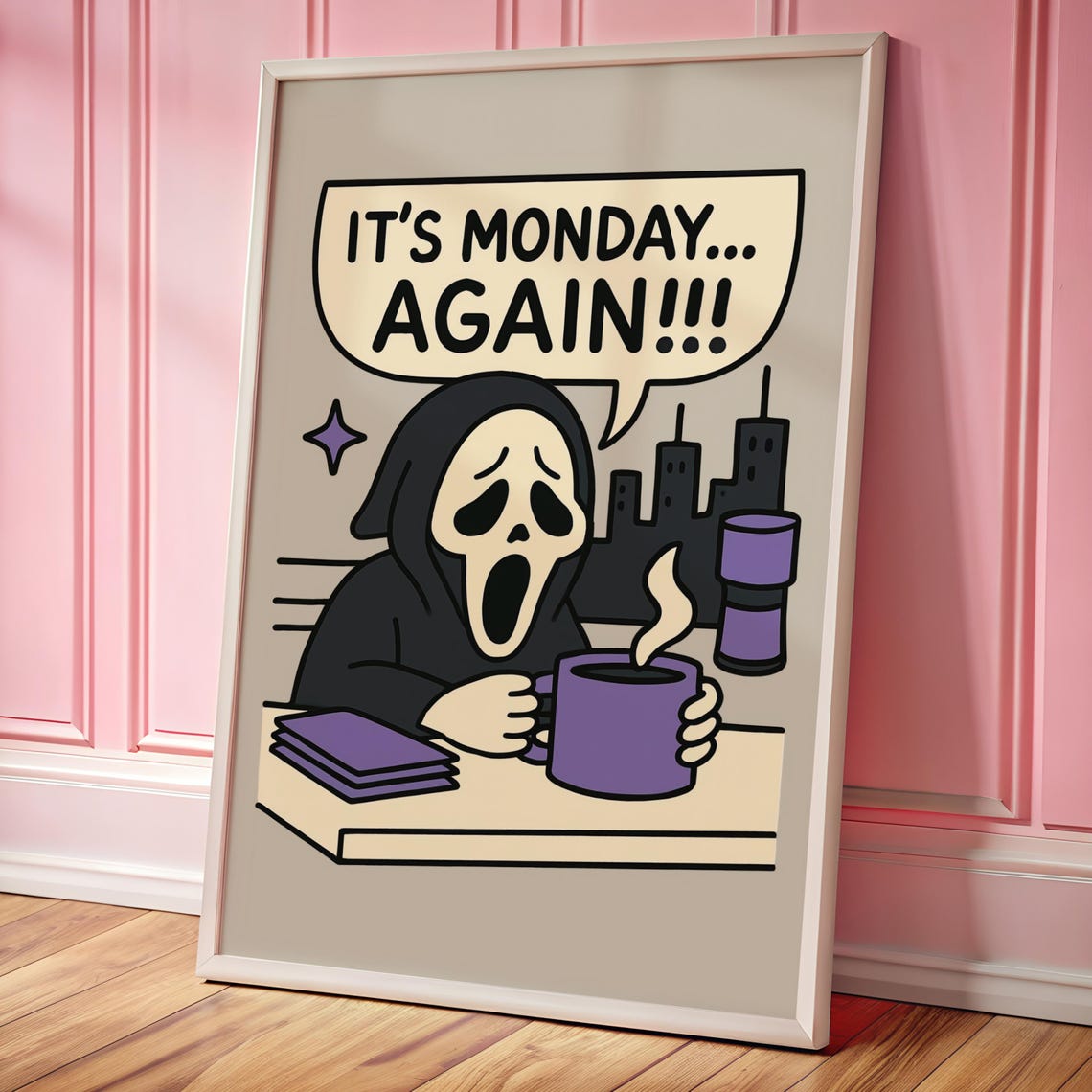 Spooky Print Funny Halloween Season Decorations Its Monday Again Poster Office Decor