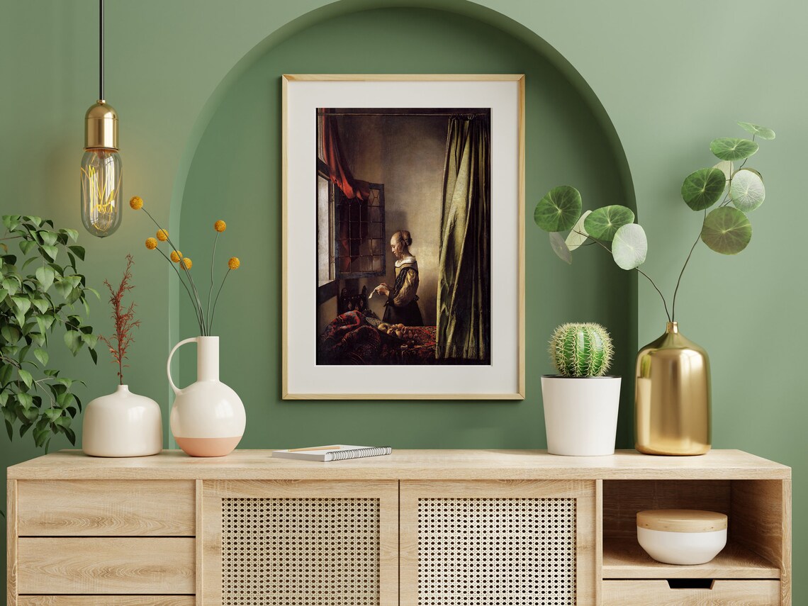Johannes Vermeer Print Girl Reading A Letter By Johannes Vermeer Dutch Baroque Painting Vintage Woman Portrait Print Wall Art Gift - Image 7