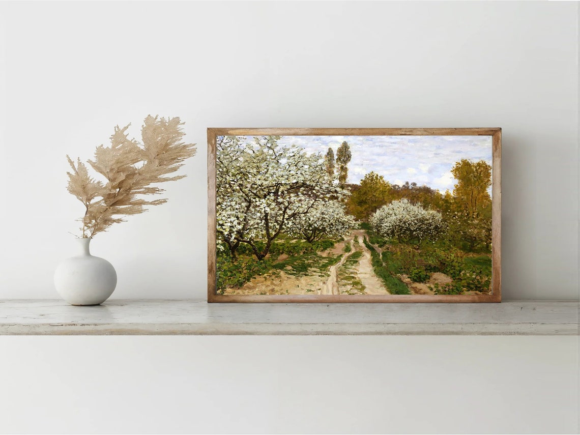 Monet Spring Blossom Orchard White Flowering Trees Garden Poster - Image 3