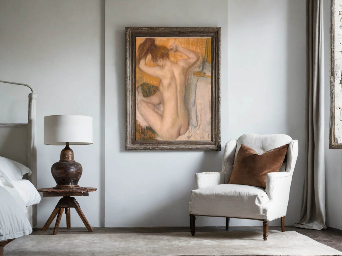 Edgar Degas Woman Combing Her Hair Pastel Figure Classic Print - Image 3