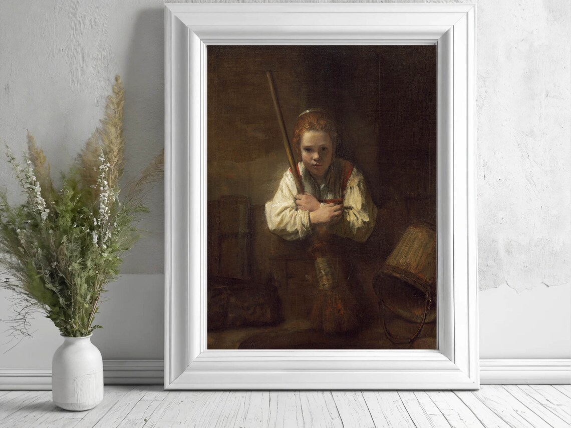 Rembrandt Girl with Broom Dutch Golden Age Portrait Oil Painting Poster - Image 8