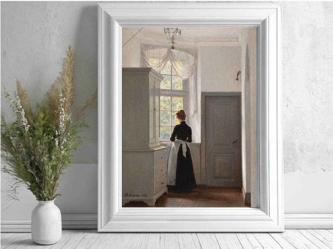 Achen Maid at the Window Quiet Danish Interior Classic Scene Poster - Image 8