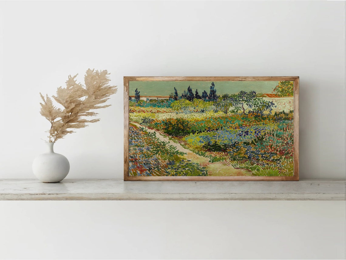 Van Gogh Flowering Garden Cypress Trees Impressionist Poster - Image 8