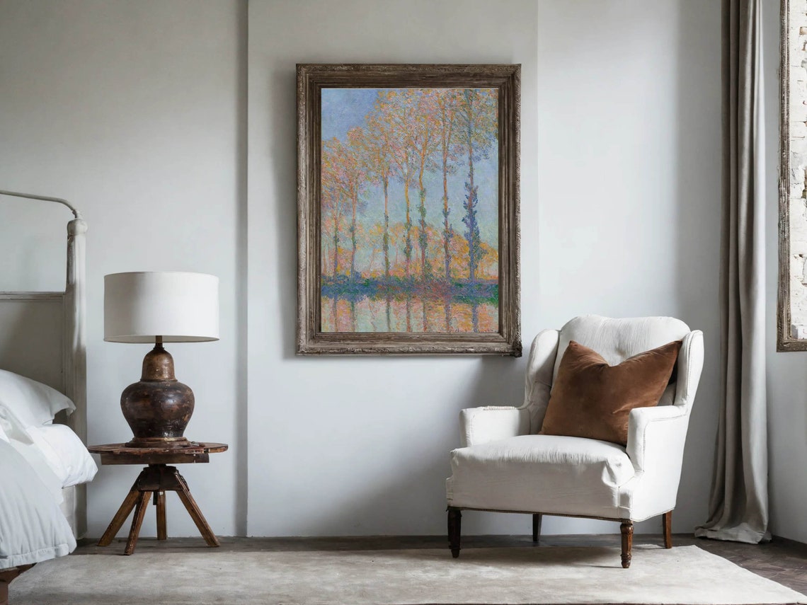 Claude Monet Poplars on the Epte Autumn Reflection Vintage Print - Image 5