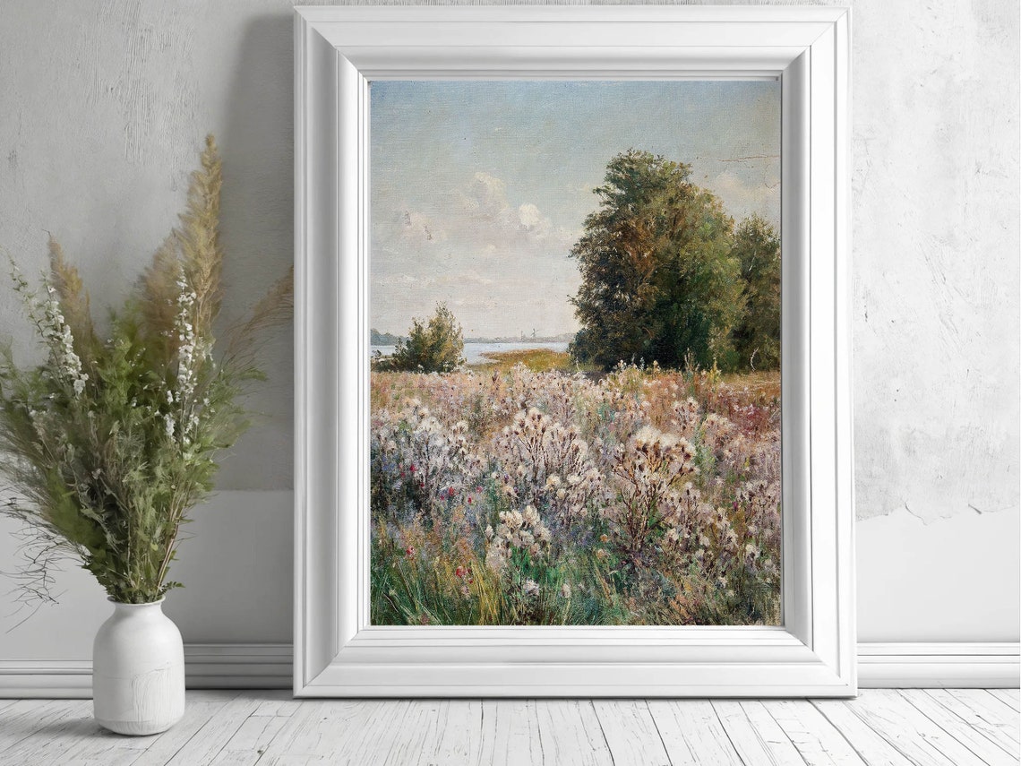 Wildflower Meadow River Vintage Country Landscape Impressionist Poster - Image 5