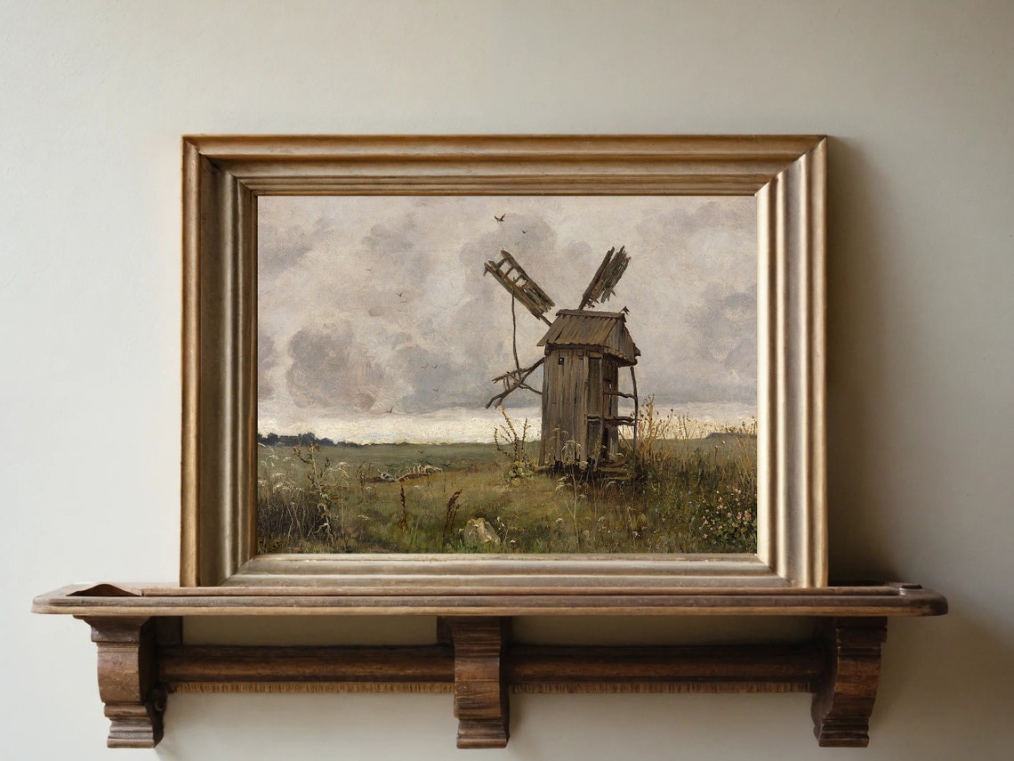 Dutch Windmill Cows Grazing Vintage Countryside Meadow Poster - Image 7