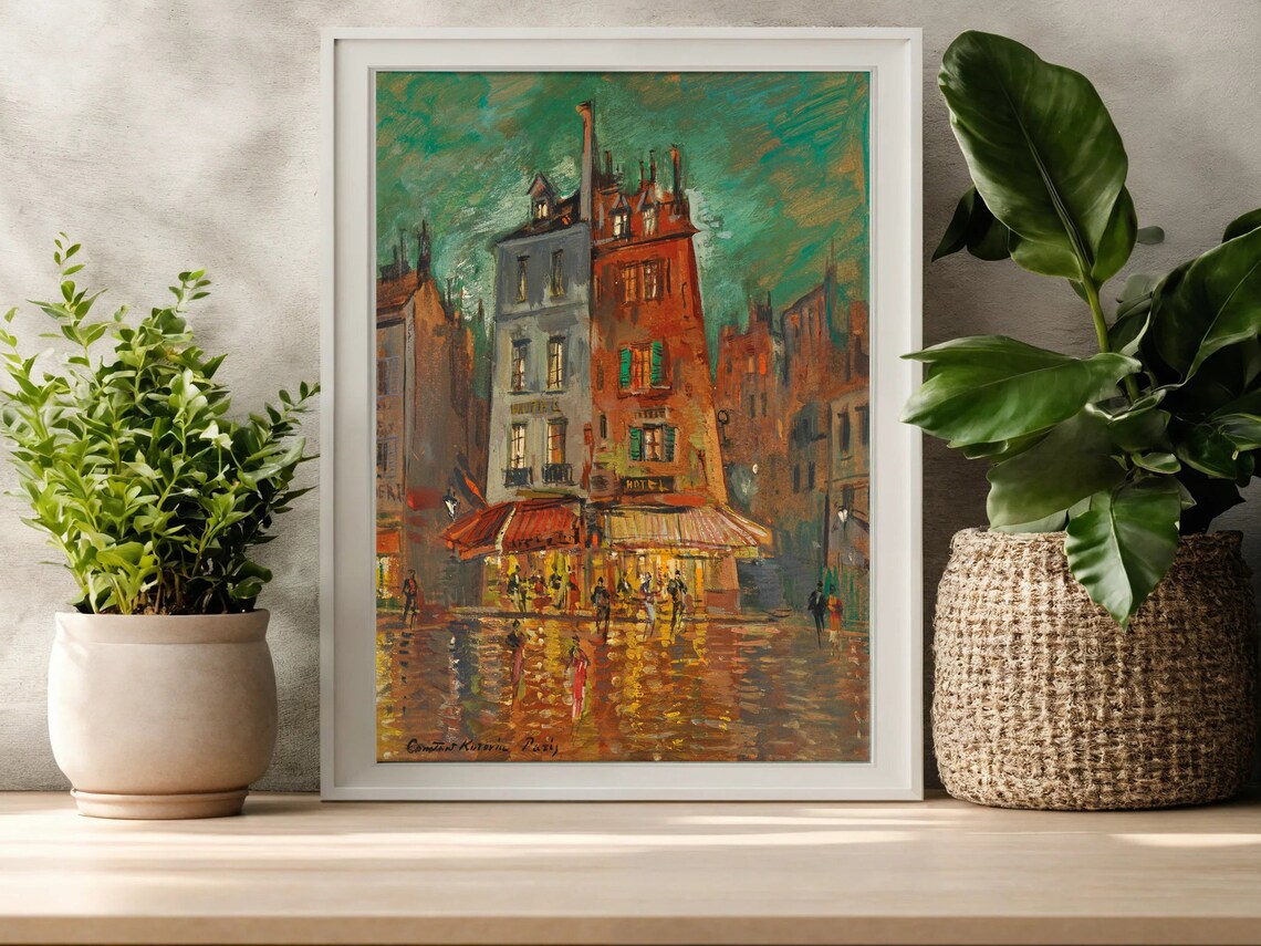 Paris Night Hotel Street Vintage Nightlife Cityscape Painting Poster - Image 8