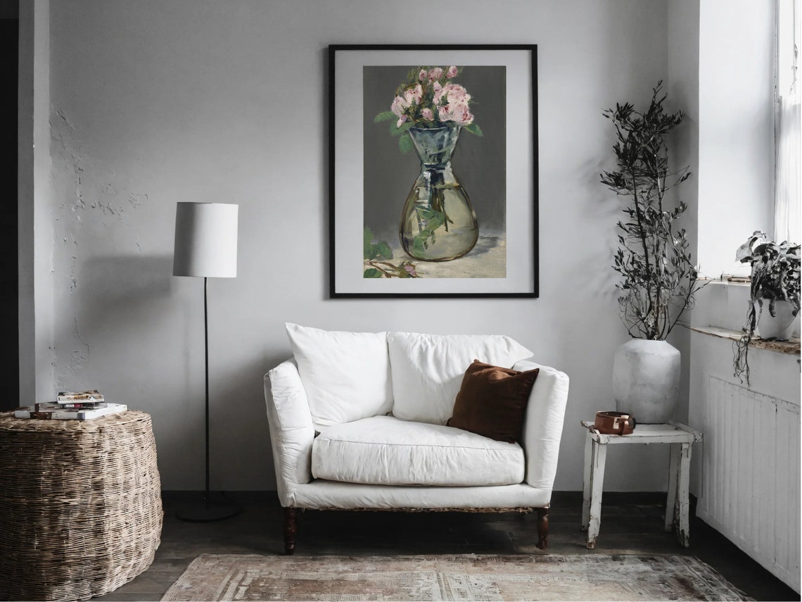 Edouard Manet Moss Roses in a Vase Pink Rose Still Life Poster - Image 6