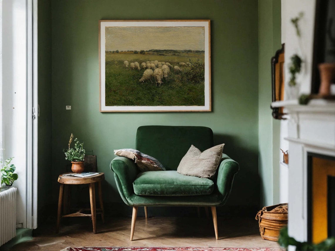 Meadow Sheep Painting Print Vintage Country Animal Poster Farmhouse Wall Art Country Animal Print Vintage Sheep Painting - Image 6
