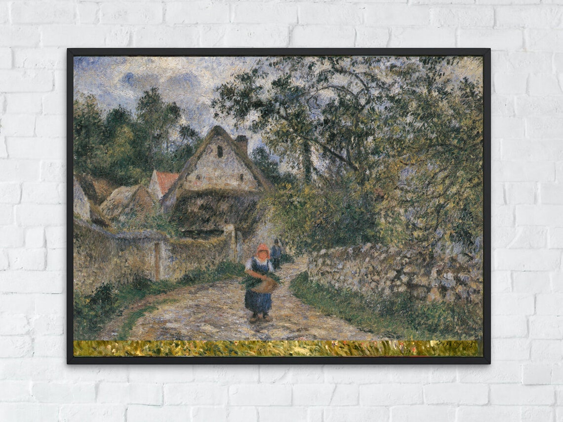 Stone Cottage Path Village Peasant Woman Impressionist Poster - Image 4
