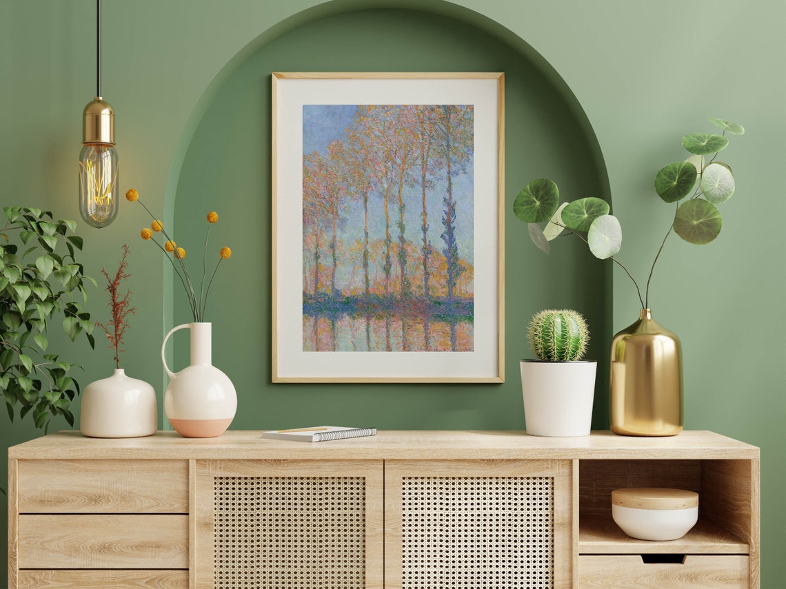 Claude Monet Poplars on the Epte Autumn Reflection Vintage Print - Image 4