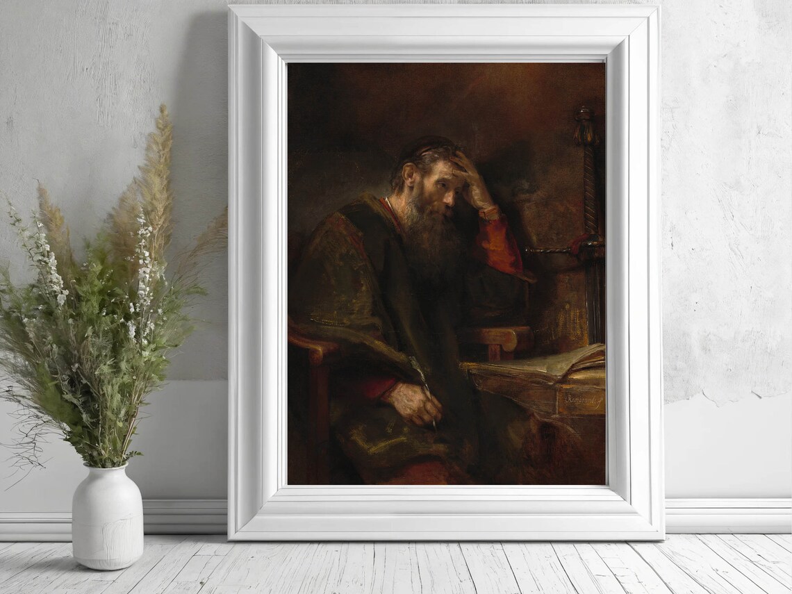 Apostle Paul By Rembrandt Art Print, Baroque Classic - Image 3