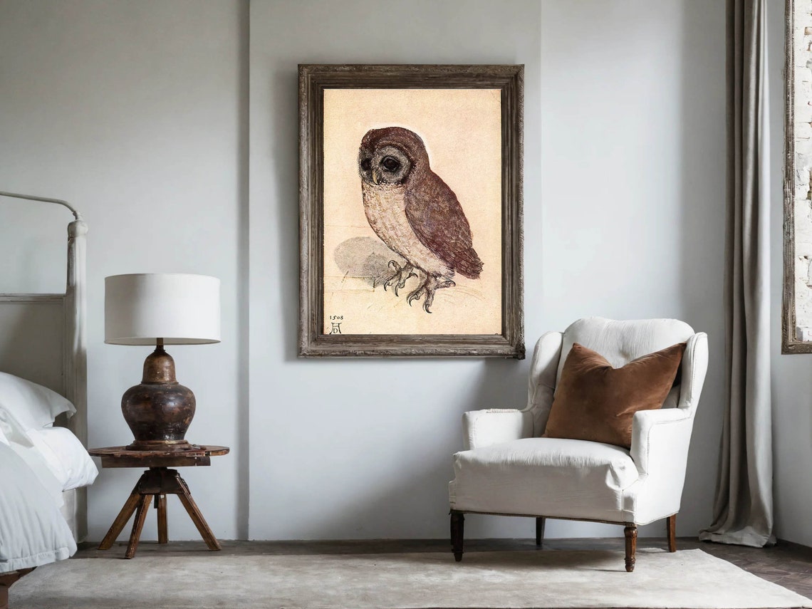 Albrecht Durer Little Owl 1508 Drawing Renaissance Vintage Print - Image 5