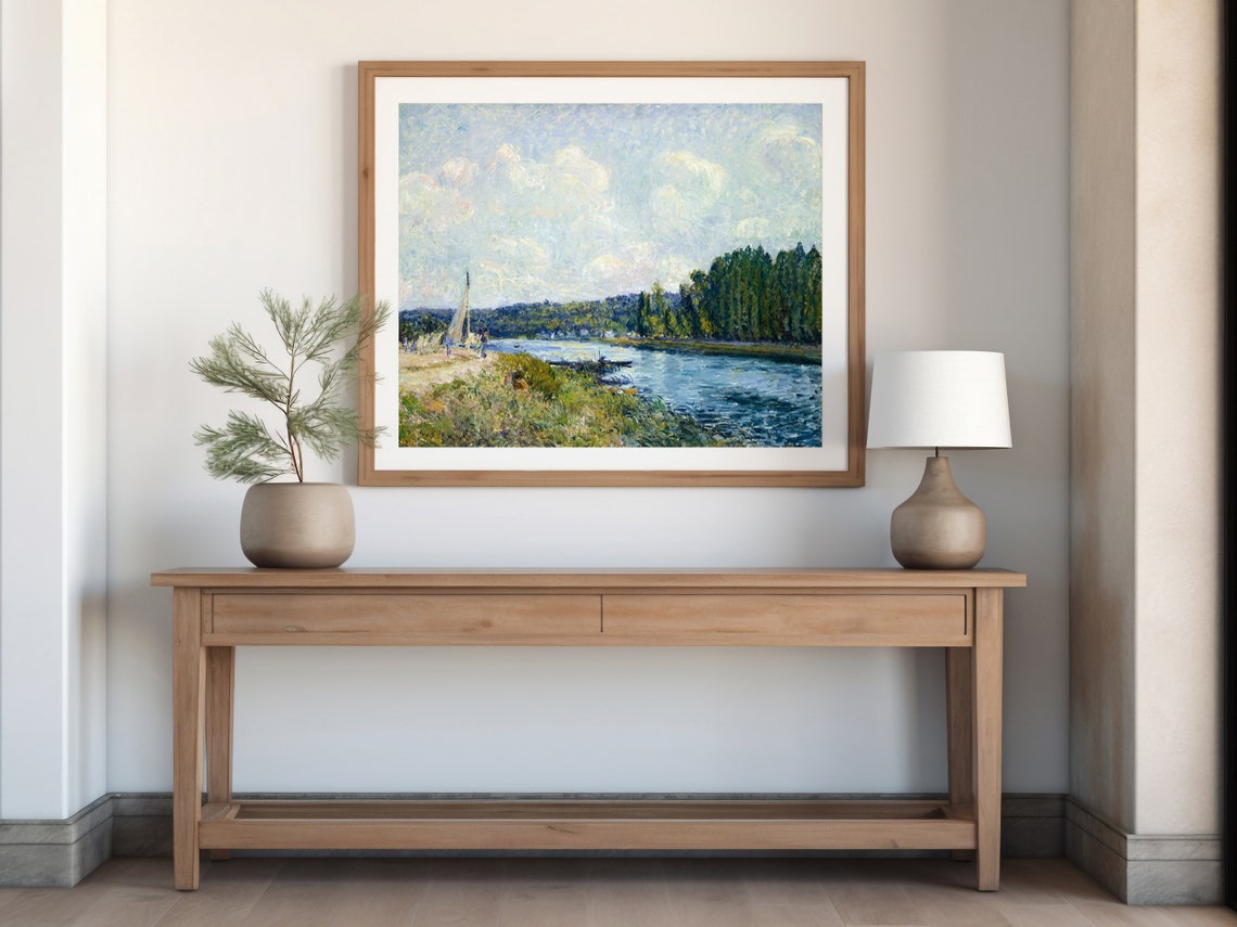 Sailboat on the River Vintage Impressionist River Scene Poster - Image 6