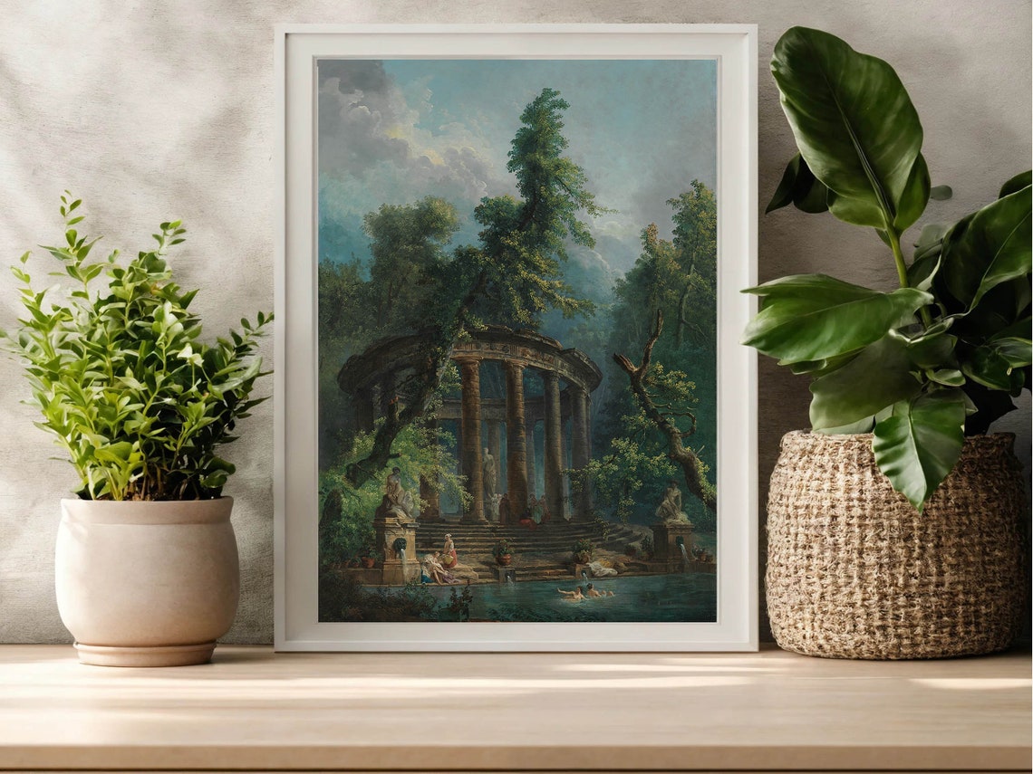 Hubert Robert The Bathing Pool Roman Ruins Garden Classical Print - Image 6