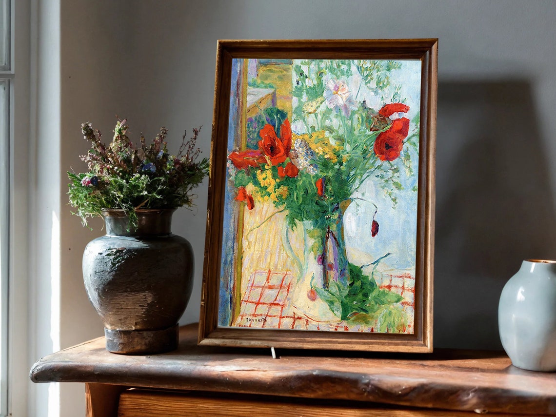 Bonnard Red Poppies Wildflower Bouquet Still Life Art Poster - Image 5