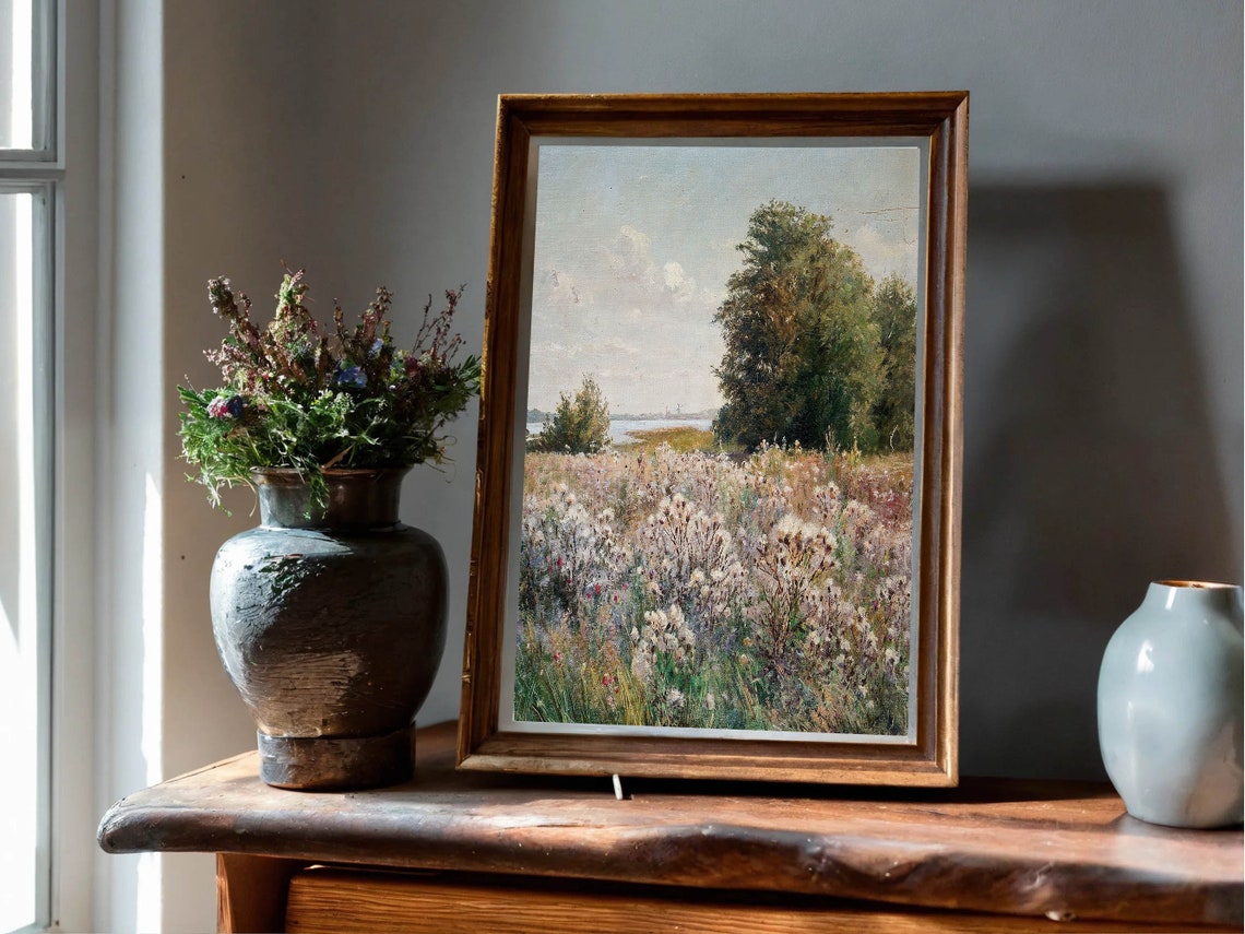 Wildflower Meadow River Vintage Country Landscape Impressionist Poster - Image 8