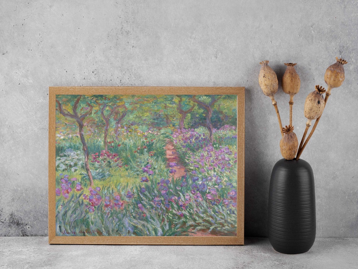 Claude Monet Garden in Giverny Iris Flower Path Impressionist Poster - Image 2