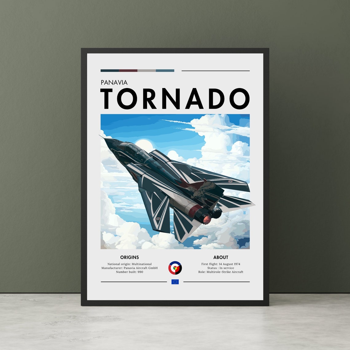 Panavia Tornado Black Multirole Strike Jet Aircraft Art Poster