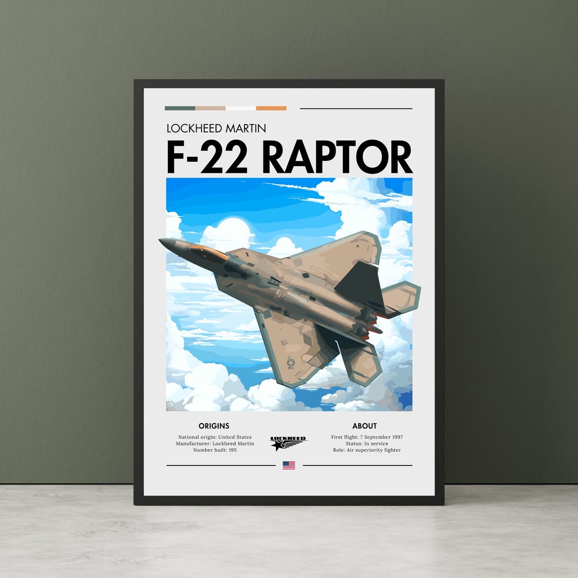 Lockheed Martin F-22 Raptor Aviation Art Print
