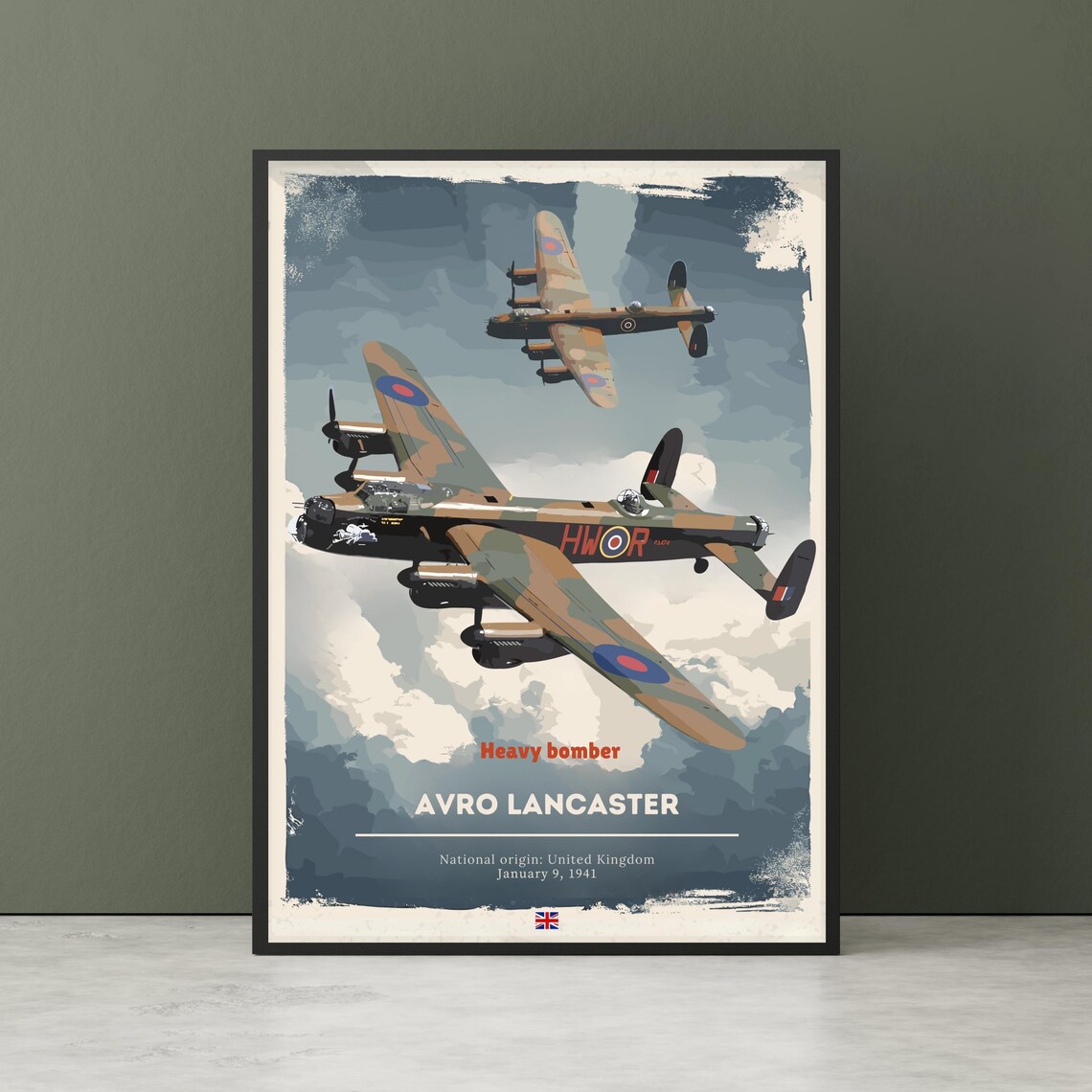 Avro Lancaster WWII Heavy Bomber Formation Flight Aviation Poster